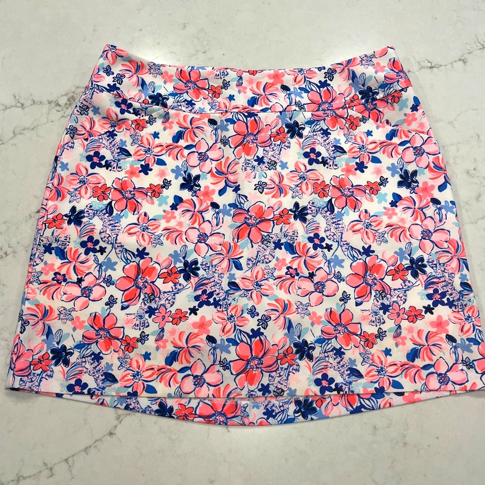 Lilly Pulitzer Jonas Skort Womens 14 Vivid Resort Lobster Floral Back Zip Pocket
